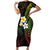 Hawaiian Hibiscus and Plumeria Polynesian Tribal Tattoo Short Sleeve Bodycon Dress Reggae Color