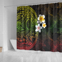 Hawaiian Hibiscus and Plumeria Polynesian Tribal Tattoo Shower Curtain Reggae Color LT03 - Polynesian Pride
