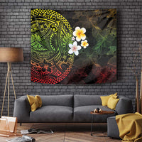 Hawaiian Hibiscus and Plumeria Polynesian Tribal Tattoo Tapestry Reggae Color