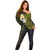 Hawaiian Hibiscus and Plumeria Polynesian Tribal Tattoo Off Shoulder Sweater Yellow Color