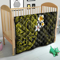 Hawaiian Hibiscus and Plumeria Polynesian Tribal Tattoo Quilt Yellow Color