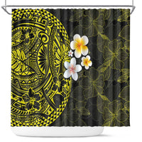 Hawaiian Hibiscus and Plumeria Polynesian Tribal Tattoo Shower Curtain Yellow Color LT03 Yellow - Polynesian Pride