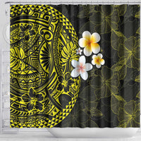 Hawaiian Hibiscus and Plumeria Polynesian Tribal Tattoo Shower Curtain Yellow Color LT03 - Polynesian Pride
