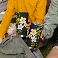 Hawaiian Hibiscus and Plumeria Polynesian Tribal Tattoo Tumbler Cup Yellow Color