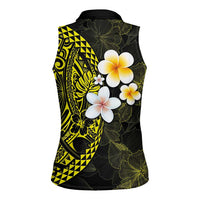 Hawaiian Hibiscus and Plumeria Polynesian Tribal Tattoo Women Sleeveless Polo Shirt Yellow Color LT03 - Polynesian Pride