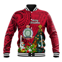 Niue Christmas Baseball Jacket Coat of Arms and Polynesian Tattoo Xmas Element Christmas Red Vibe LT03 Unisex Red - Polynesian Pride