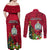 Niue Christmas Couples Matching Off Shoulder Maxi Dress and Long Sleeve Button Shirt Coat of Arms and Polynesian Tattoo Xmas Element Christmas Red Vibe LT03 - Polynesian Pride