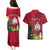 Niue Christmas Couples Matching Puletasi Dress and Hawaiian Shirt Coat of Arms and Polynesian Tattoo Xmas Element Christmas Red Vibe LT03 - Polynesian Pride