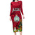 Niue Christmas Long Sleeve Bodycon Dress Coat of Arms and Polynesian Tattoo Xmas Element Christmas Red Vibe LT03 Long Dress Red - Polynesian Pride