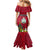 Niue Christmas Mermaid Dress Coat of Arms and Polynesian Tattoo Xmas Element Christmas Red Vibe LT03 - Polynesian Pride