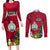 Personalised Niue Christmas Couples Matching Long Sleeve Bodycon Dress and Long Sleeve Button Shirt Coat of Arms and Polynesian Tattoo Xmas Element Christmas Red Vibe LT03 Red - Polynesian Pride