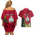 Personalised Niue Christmas Couples Matching Off Shoulder Short Dress and Hawaiian Shirt Coat of Arms and Polynesian Tattoo Xmas Element Christmas Red Vibe LT03 - Polynesian Pride