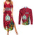 Personalised Niue Christmas Couples Matching Summer Maxi Dress and Long Sleeve Button Shirt Coat of Arms and Polynesian Tattoo Xmas Element Christmas Red Vibe LT03 Red - Polynesian Pride