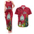 Personalised Niue Christmas Couples Matching Tank Maxi Dress and Hawaiian Shirt Coat of Arms and Polynesian Tattoo Xmas Element Christmas Red Vibe LT03 Red - Polynesian Pride