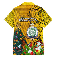 Niue Christmas Family Matching Short Sleeve Bodycon Dress and Hawaiian Shirt Coat of Arms and Polynesian Tattoo Xmas Element Christmas Yellow Vibe LT03 - Polynesian Pride