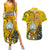 Personalised Niue Christmas Couples Matching Summer Maxi Dress and Hawaiian Shirt Coat of Arms and Polynesian Tattoo Xmas Element Christmas Yellow Vibe LT03 Yellow - Polynesian Pride