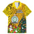 Personalised Niue Christmas Family Matching Mermaid Dress and Hawaiian Shirt Coat of Arms and Polynesian Tattoo Xmas Element Christmas Yellow Vibe LT03 Dad's Shirt - Short Sleeve Yellow - Polynesian Pride