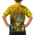 Personalised Niue Christmas Family Matching Off Shoulder Long Sleeve Dress and Hawaiian Shirt Coat of Arms and Polynesian Tattoo Xmas Element Christmas Yellow Vibe LT03 - Polynesian Pride