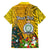 Personalised Niue Christmas Family Matching Puletasi Dress and Hawaiian Shirt Coat of Arms and Polynesian Tattoo Xmas Element Christmas Yellow Vibe LT03 - Polynesian Pride