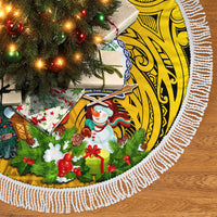 Personalised Niue Christmas Tree Skirt Coat of Arms and Polynesian Tattoo Xmas Element Christmas Yellow Vibe LT03 - Polynesian Pride