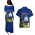 Niue Christmas Couples Matching Puletasi Dress and Hawaiian Shirt Coat of Arms and Polynesian Tattoo Xmas Element Christmas Blue Vibe LT03 - Polynesian Pride