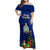 Niue Christmas Family Matching Off Shoulder Maxi Dress and Hawaiian Shirt Coat of Arms and Polynesian Tattoo Xmas Element Christmas Blue Vibe LT03 Mom's Dress Blue - Polynesian Pride