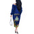 Niue Christmas Off The Shoulder Long Sleeve Dress Coat of Arms and Polynesian Tattoo Xmas Element Christmas Blue Vibe LT03 - Polynesian Pride