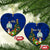 Personalised Niue Christmas Ceramic Ornament Coat of Arms and Polynesian Tattoo Xmas Element Christmas Blue Vibe LT03 Heart Blue - Polynesian Pride