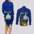 Personalised Niue Christmas Couples Matching Long Sleeve Bodycon Dress and Long Sleeve Button Shirt Coat of Arms and Polynesian Tattoo Xmas Element Christmas Blue Vibe LT03 - Polynesian Pride