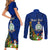 Personalised Niue Christmas Couples Matching Short Sleeve Bodycon Dress and Long Sleeve Button Shirt Coat of Arms and Polynesian Tattoo Xmas Element Christmas Blue Vibe LT03 - Polynesian Pride