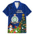 Personalised Niue Christmas Family Matching Mermaid Dress and Hawaiian Shirt Coat of Arms and Polynesian Tattoo Xmas Element Christmas Blue Vibe LT03 Dad's Shirt - Short Sleeve Blue - Polynesian Pride