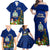 Personalised Niue Christmas Family Matching Off Shoulder Maxi Dress and Hawaiian Shirt Coat of Arms and Polynesian Tattoo Xmas Element Christmas Blue Vibe LT03 - Polynesian Pride