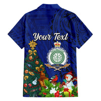 Personalised Niue Christmas Family Matching Off Shoulder Maxi Dress and Hawaiian Shirt Coat of Arms and Polynesian Tattoo Xmas Element Christmas Blue Vibe LT03 - Polynesian Pride