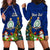 Personalised Niue Christmas Hoodie Dress Coat of Arms and Polynesian Tattoo Xmas Element Christmas Blue Vibe LT03 - Polynesian Pride