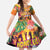 Hawaiian Honolulu Festival Family Matching Off The Shoulder Long Sleeve Dress and Hawaiian Shirt Hawaiian Identity - Hula Dancer and Ukulele Tropical Plants Style