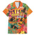 Hawaiian Honolulu Festival Family Matching Off The Shoulder Long Sleeve Dress and Hawaiian Shirt Hawaiian Identity - Hula Dancer and Ukulele Tropical Plants Style