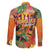 Hawaiian Honolulu Festival Family Matching Off The Shoulder Long Sleeve Dress and Hawaiian Shirt Hawaiian Identity - Hula Dancer and Ukulele Tropical Plants Style