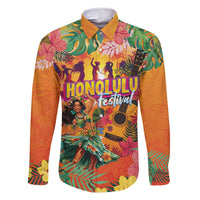 Hawaiian Honolulu Festival Family Matching Tank Maxi Dress and Hawaiian Shirt Hawaiian Identity - Hula Dancer and Ukulele Tropical Plants Style