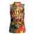 Hawaiian Honolulu Festival Women Sleeveless Polo Shirt Hawaiian Identity - Hula Dancer and Ukulele Tropical Plants Style