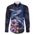 Hawaiian Whales Love Couple Family Matching Off The Shoulder Long Sleeve Dress and Hawaiian Shirt Hibiscus and Kakau Art Tattoo Night Sky Vibe