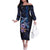 Hawaiian Whales Love Couple Family Matching Off The Shoulder Long Sleeve Dress and Hawaiian Shirt Hibiscus and Kakau Art Tattoo Night Sky Vibe