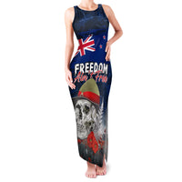 New Zealand ANZAC Day Family Matching Tank Maxi Dress and Hawaiian Shirt Freedom Ain't Free LT05 Mom's Dress Blue - Polynesian Pride