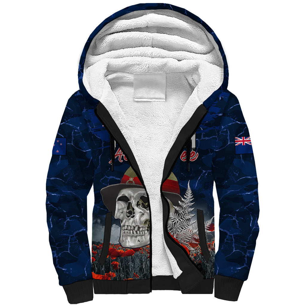 New Zealand ANZAC Day Sherpa Hoodie Freedom Ain't Free LT05 Unisex Blue - Polynesian Pride