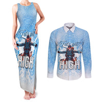New Zealand Sky Diving Couples Matching Tank Maxi Dress and Long Sleeve Button Shirt Lets Get High LT05 Blue - Polynesian Pride