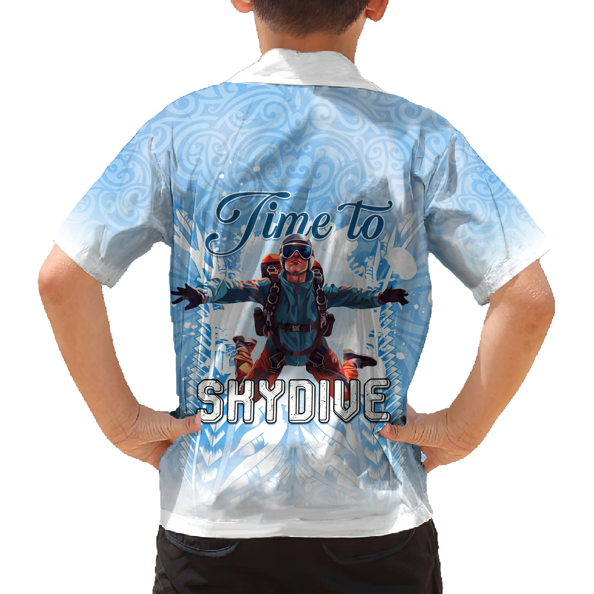 New Zealand Sky Diving Family Matching Off The Shoulder Long Sleeve Dress and Hawaiian Shirt Lets Get High