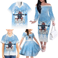 New Zealand Sky Diving Family Matching Off The Shoulder Long Sleeve Dress and Hawaiian Shirt Lets Get High
