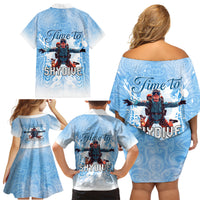 New Zealand Sky Diving Family Matching Off Shoulder Short Dress and Hawaiian Shirt Lets Get High
