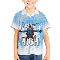 New Zealand Sky Diving Family Matching Short Sleeve Bodycon Dress and Hawaiian Shirt Lets Get High LT05 Son's Shirt Blue - Polynesian Pride