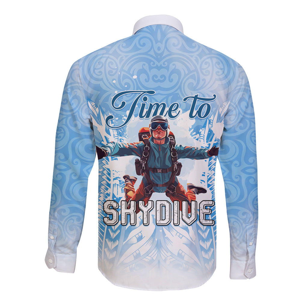New Zealand Sky Diving Long Sleeve Button Shirt Lets Get High