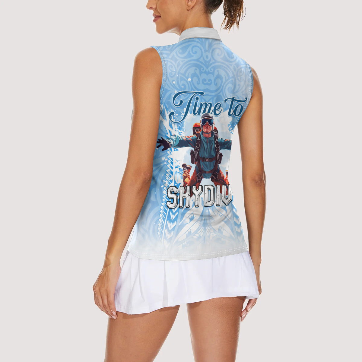 New Zealand Sky Diving Women Sleeveless Polo Shirt Lets Get High LT05 - Polynesian Pride